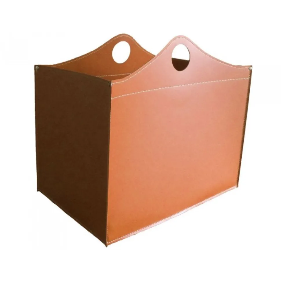 Portaoggetti Woodbag In Cuoio Cucito A Mano