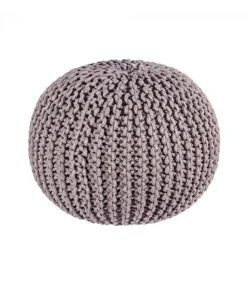 Pouf Intreccio Grigio Scuro D50 Rivestimento In 100% Cotone, Imbottitura In 100% Polistirolo