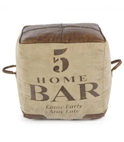 Pouf Sanpark Five Imbottitura In Cotone, Rivestimento In Tela Riciclata E Vera Pelle