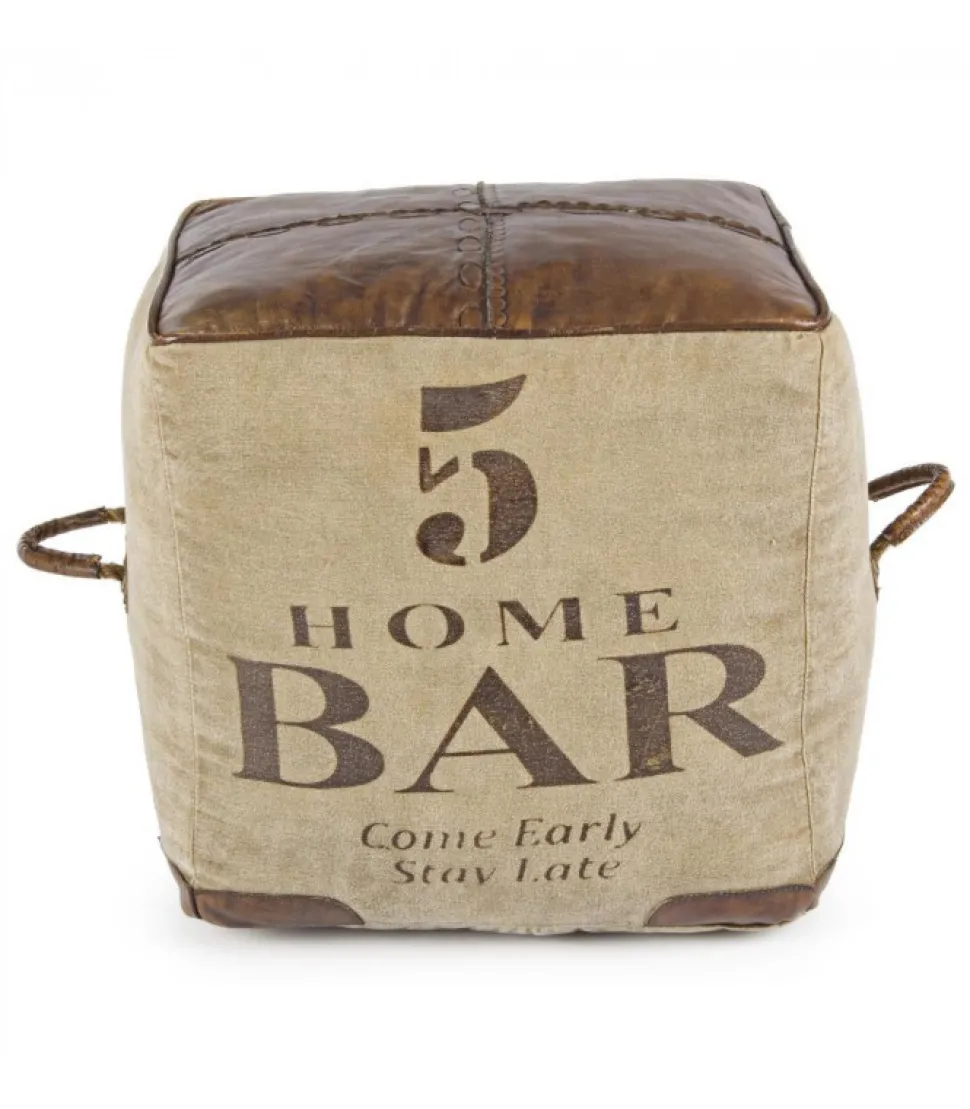 Pouf Sanpark Five Imbottitura In Cotone, Rivestimento In Tela Riciclata E Vera Pelle