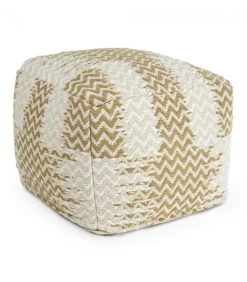Pouf Timbuctu Bianco-Beige 45X45 Rivestimento In 50% Cotone E 50% Lana.