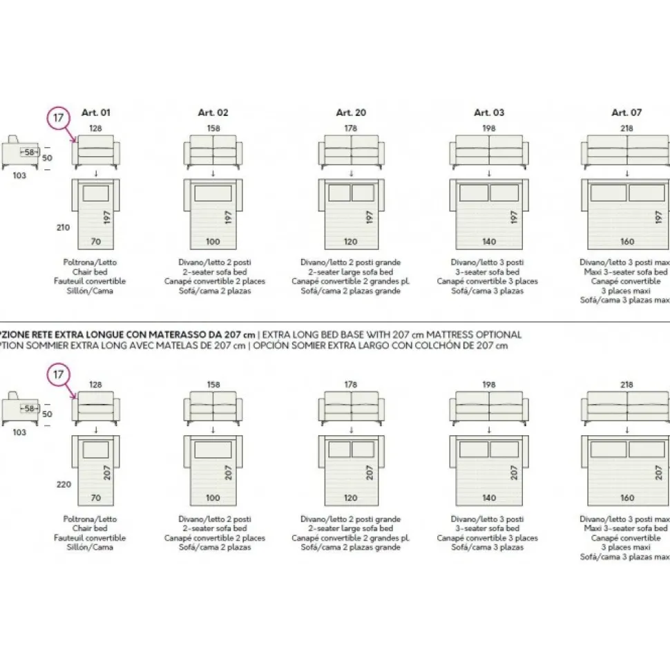 Regis, Divano Letto Contemporaneo Con Piedini Alti In Metallo