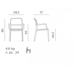 Riva, Sedia Con Braccioli Indoor Ed Outdoor