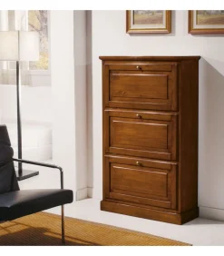 Scarpiera In Noce Con 3 Ribalte Per Contenere 18 Paia Di Scarpe
