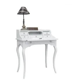 Scrittoio Con Tiretto E Cassettini Laccato Bianco Opaco