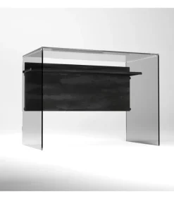 Scrivania Scriba Struttura In Vetro Trasparente Temperato 10 Mm