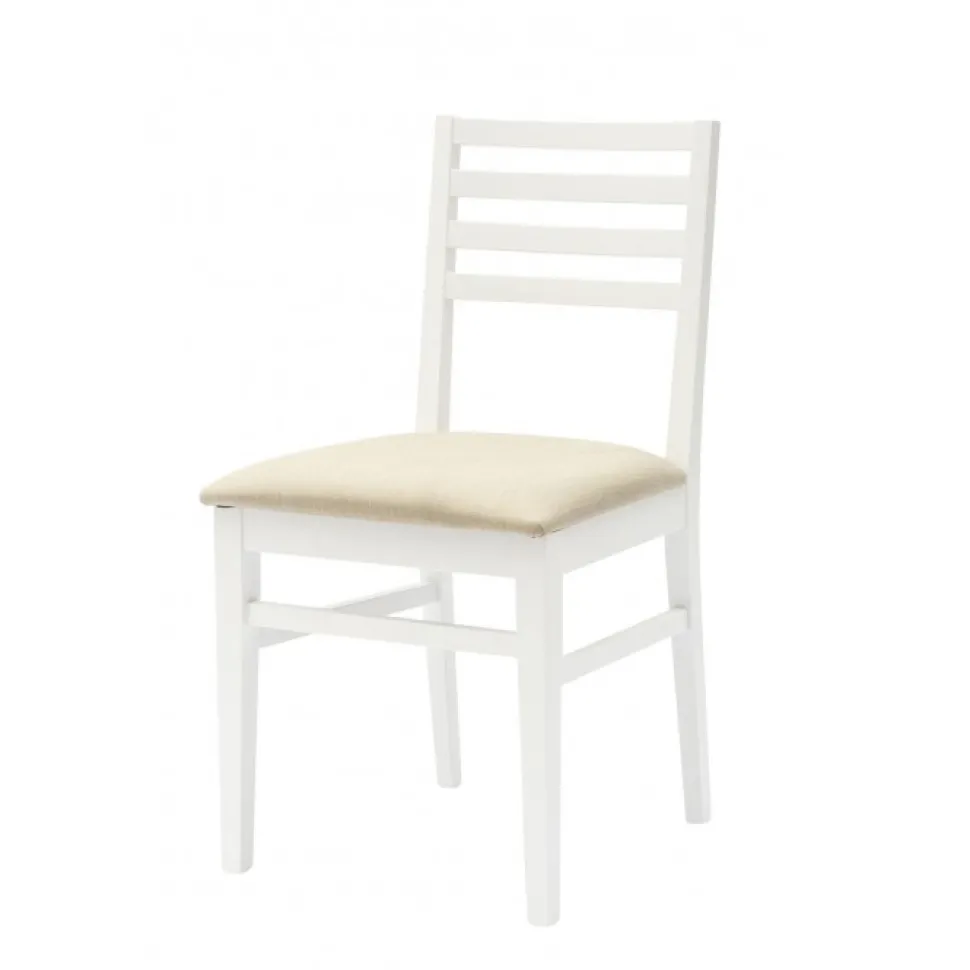 Sedia Antares Bianca In Legno Con Sedile Imbottito