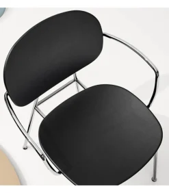 Sedia Con Braccioli In Acciaio Colorato