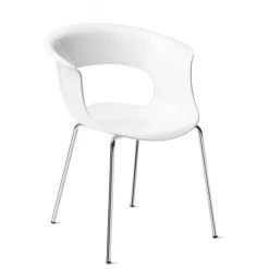 Sedia Con Scocca In Policarbonato E Telaio In Acciaio (Cromato O Verniciato Bianco). 100% Made In Italy.