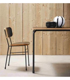 Sedia Con Struttura In Metallo E Seduta In Legno Ed Imbottita