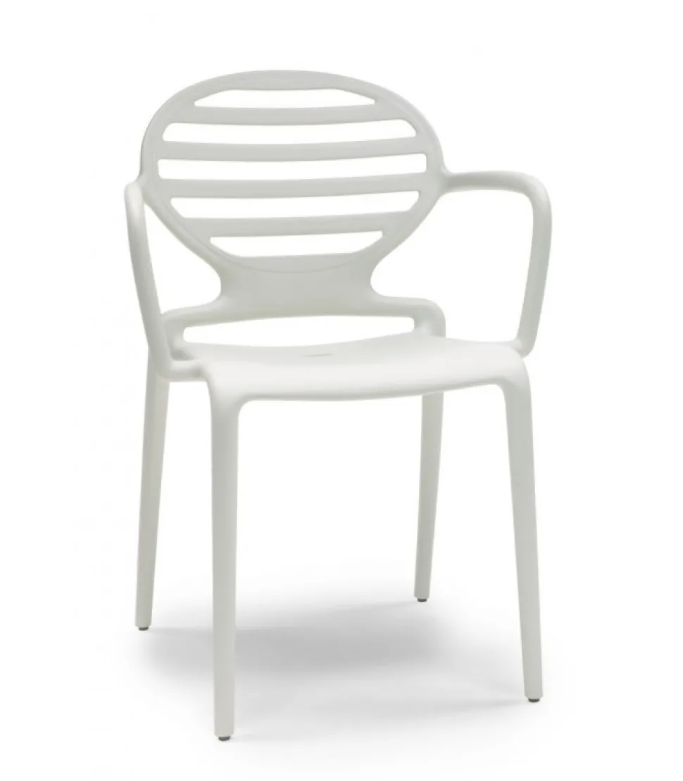 Sedia Da Giardino Con Braccioli, Cokka Di Scab, Realizzata Interamente In Italia In Tecnopolimero.
