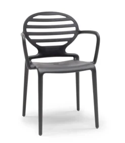 Sedia Da Giardino Con Braccioli, Cokka Di Scab, Realizzata Interamente In Italia In Tecnopolimero.