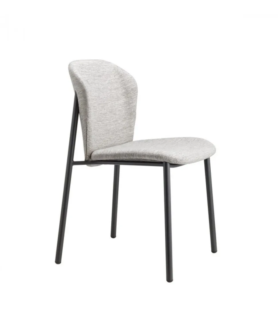 Sedia Finn Di Scab, Imbottita Con Struttura In Tubo Di Acciaio Colorato. Made In Italy.