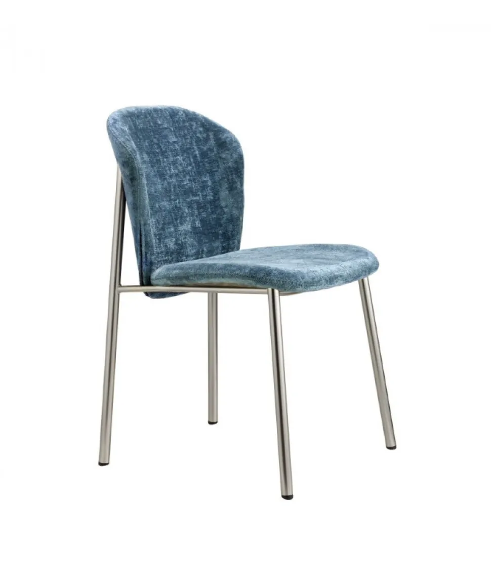 Sedia Finn Di Scab, Imbottita Con Struttura In Tubo Di Acciaio Colorato. Made In Italy.