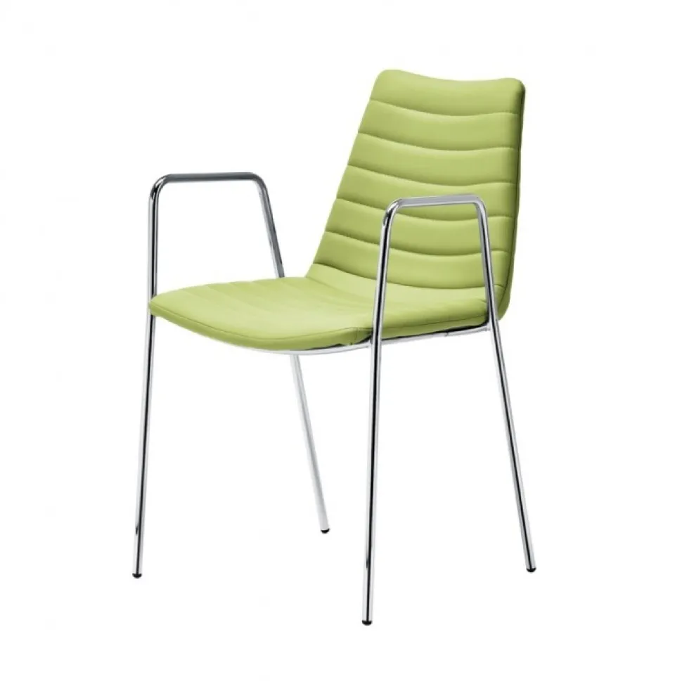 Sedia Imbottita Con Braccioli Acciaio