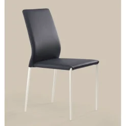 Sedia Imbottita Kendra,Rivestita In Ecopelle Con Gambe In Metallo