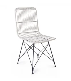 Sedia Lucilla Kibu Bianco Struttura In Rattan