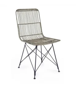 Sedia Lucilla Kibu Grigio Struttura In Rattan