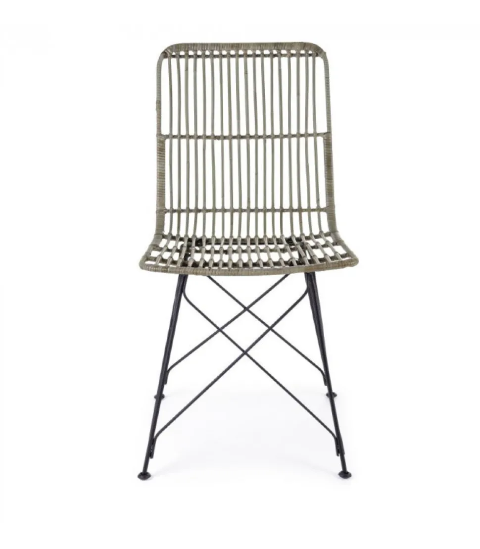Sedia Lucilla Kibu Grigio Struttura In Rattan