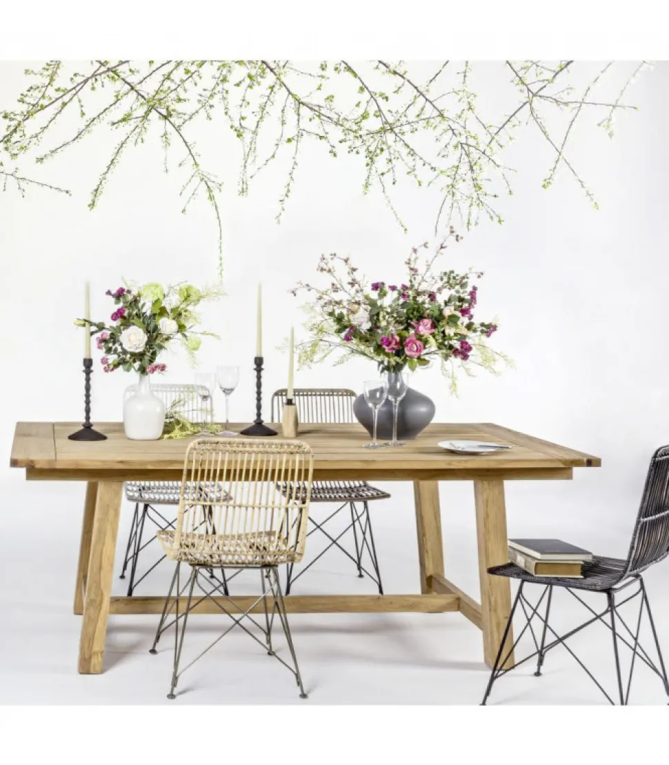 Sedia Lucilla Kibu Grigio Struttura In Rattan