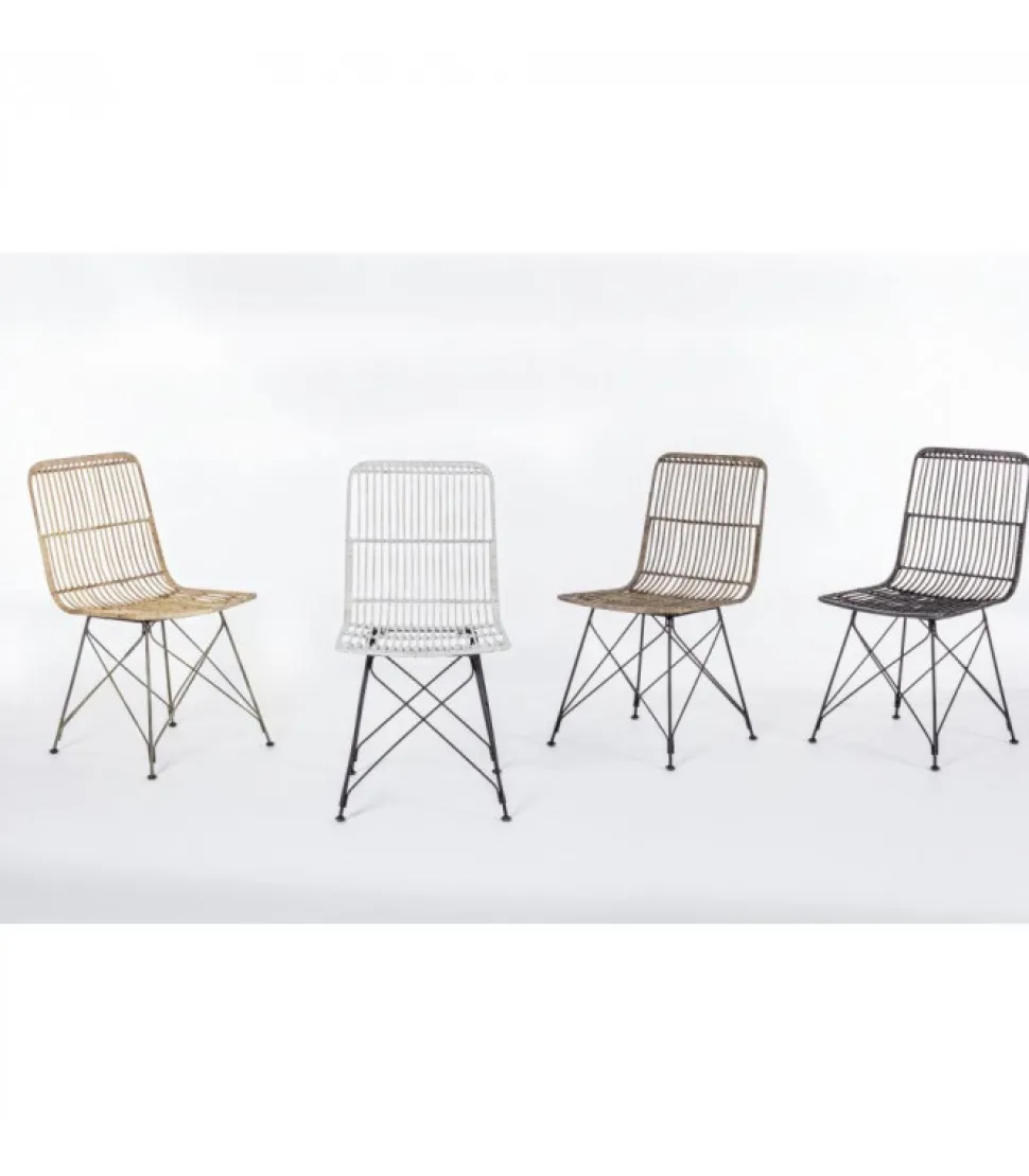 Sedia Lucilla Kibu Grigio Struttura In Rattan