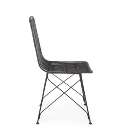 Sedia Lucilla Kibu Nero Struttura In Rattan