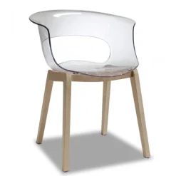 Sedia Miss Di Scab, Interamente Progettata E Realizzata In Italia, Con Scocca In Policarbonato E Gambe In Faggio.