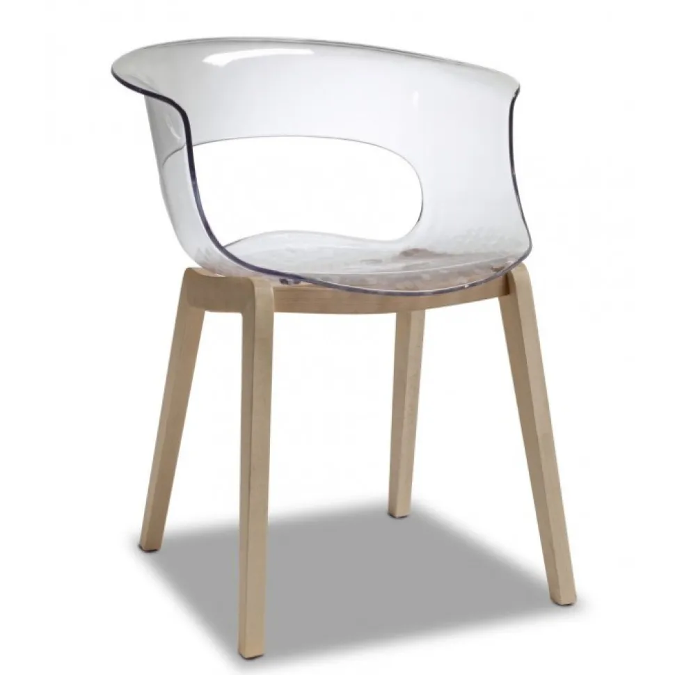 Sedia Miss Di Scab, Interamente Progettata E Realizzata In Italia, Con Scocca In Policarbonato E Gambe In Faggio.