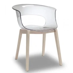 Sedia Miss Di Scab, Interamente Progettata E Realizzata In Italia, Con Scocca In Policarbonato E Gambe In Faggio.