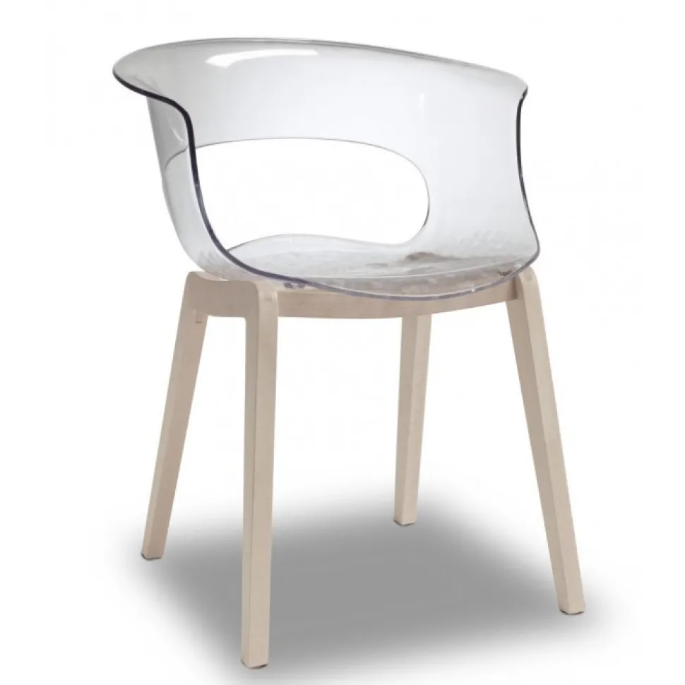 Sedia Miss Di Scab, Interamente Progettata E Realizzata In Italia, Con Scocca In Policarbonato E Gambe In Faggio.