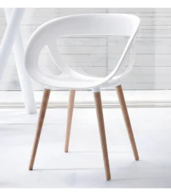 Sedia Moema Bl Con Gambe In Legno Di Faggio.