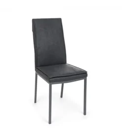 Sedia Sofie Pu Antracite Struttura In Acciaio E Compensato. Imbottitura In Schiuma Poliuretanica