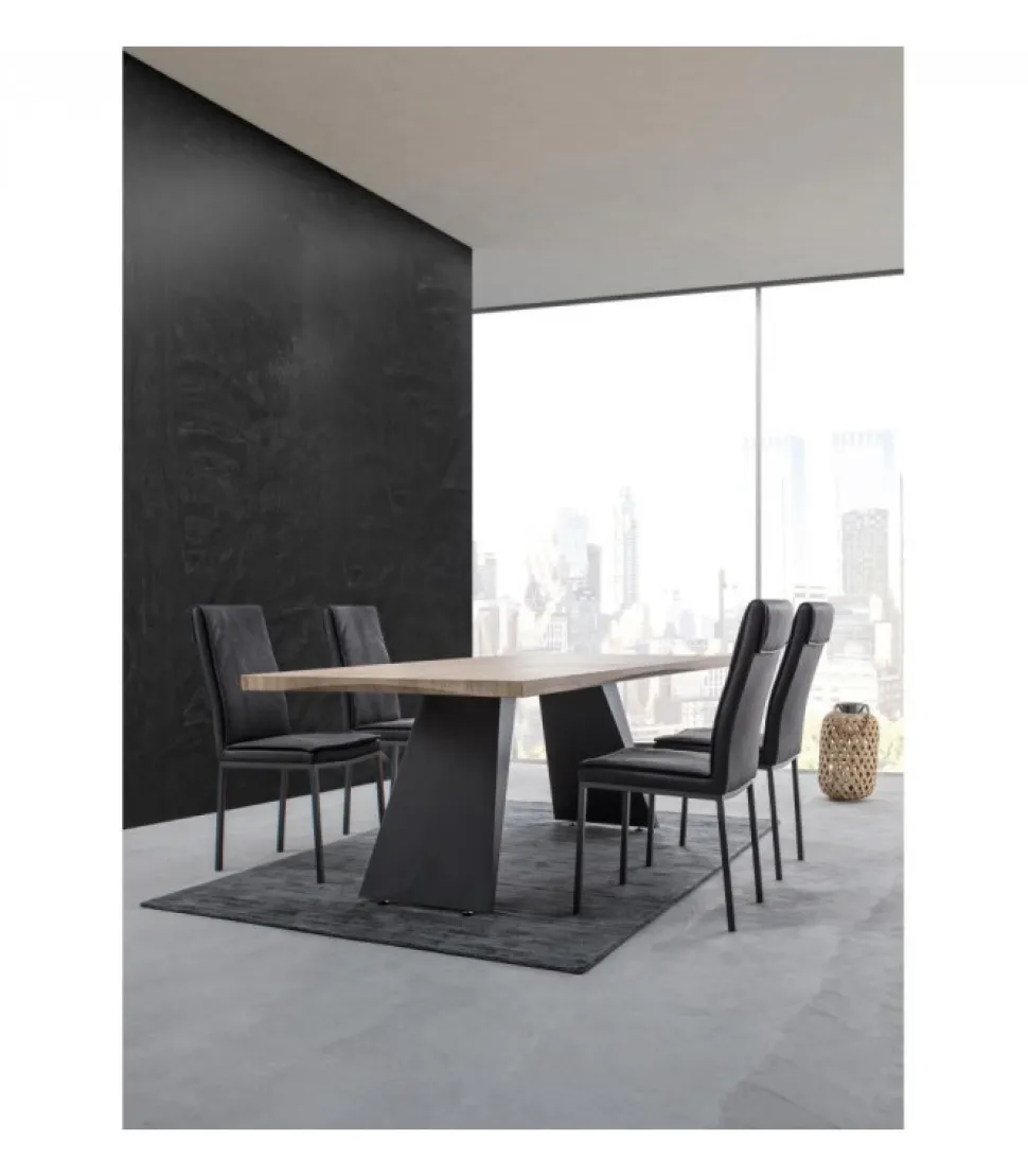 Sedia Sofie Pu Antracite Struttura In Acciaio E Compensato. Imbottitura In Schiuma Poliuretanica