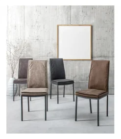 Sedia Sofie Pu Tabacco Struttura In Acciaio E Compensato. Imbottitura In Schiuma Poliuretanica