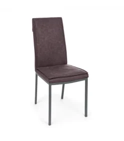 Sedia Sofie Pu Testa Di Moro Struttura In Acciaio E Compensato. Imbottitura In Schiuma Poliuretanica