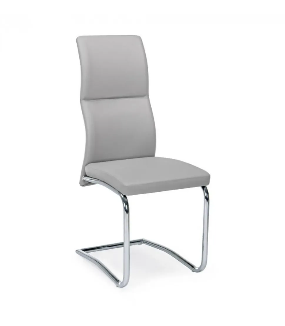 Sedia Thelma Grigio Chiaro Struttura In Acciaio. Imbottitura In Schiuma Poliuretanica