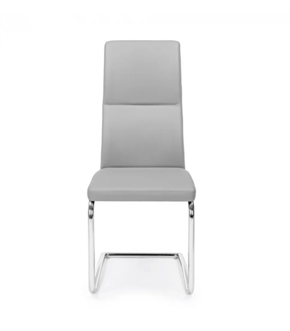 Sedia Thelma Grigio Chiaro Struttura In Acciaio. Imbottitura In Schiuma Poliuretanica