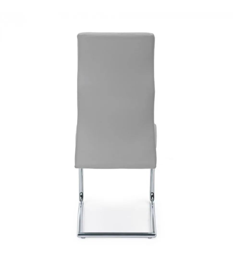 Sedia Thelma Grigio Chiaro Struttura In Acciaio. Imbottitura In Schiuma Poliuretanica