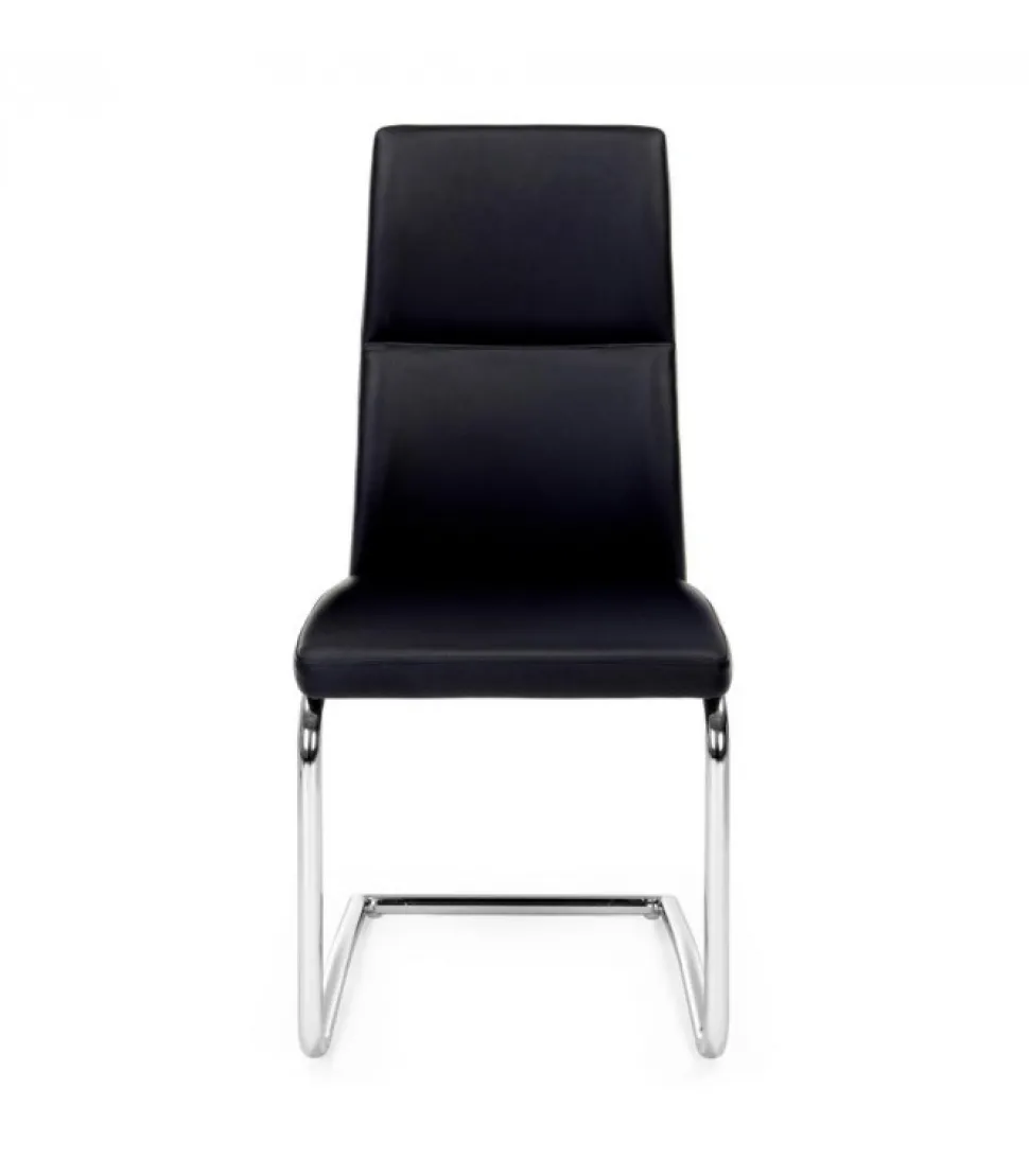 Sedia Thelma Nero Struttura In Acciaio. Imbottitura In Schiuma Poliuretanica