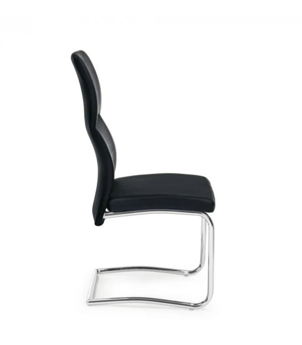 Sedia Thelma Nero Struttura In Acciaio. Imbottitura In Schiuma Poliuretanica