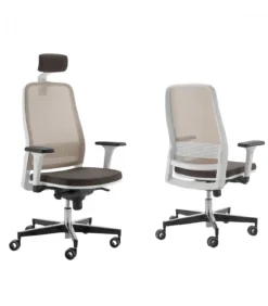 Sedia Ufficio Imbottita Con Schienale In Rete Regolabile, Stile Moderno, Made In Italy