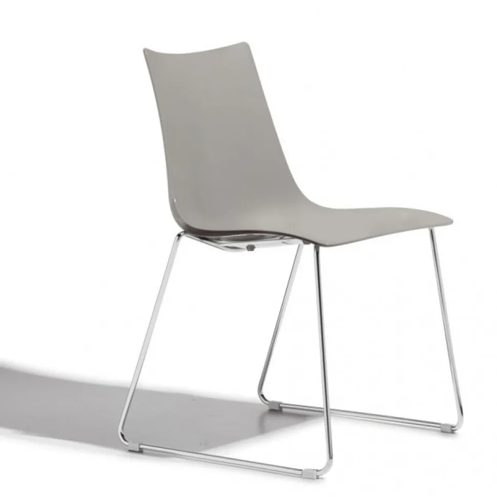 Sedia Zebra 2618 Di Scab, Con Gambe A Slitta In Acciaio E Monoscocca In Tecnopolimero. Made In Italy.