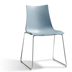 Sedia Zebra 2618 Di Scab, Con Gambe A Slitta In Acciaio E Monoscocca In Tecnopolimero. Made In Italy.