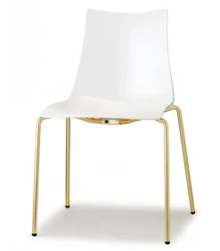 Sedia Zebra Antishock Di Scab, Scocca In Policarbonato E Gambe In Acciaio Verniciato O Effetto Ottone Satinato.