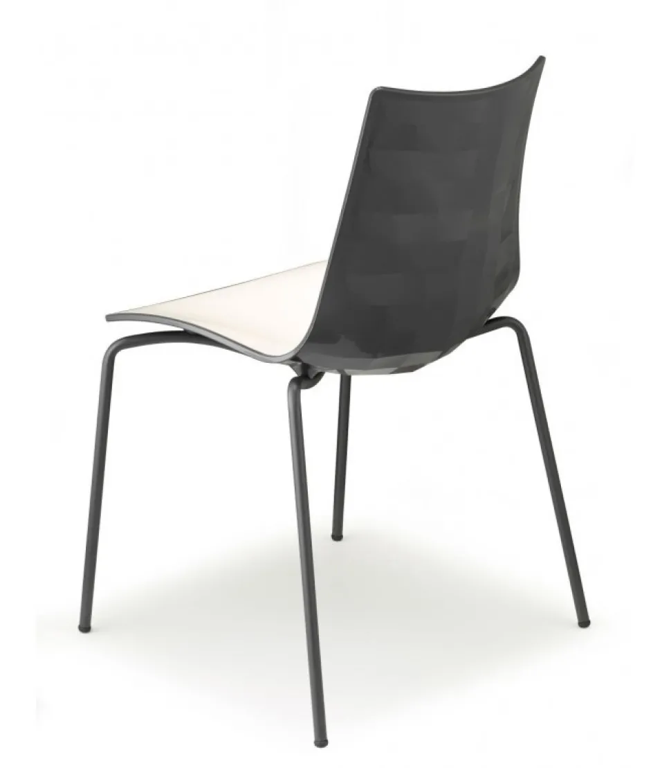 Sedia Zebra Di Scab, La Versione Con Telaio Cromato E Solo Per Indoor, Con Telaio Verniciato Anche Per Outdoor.