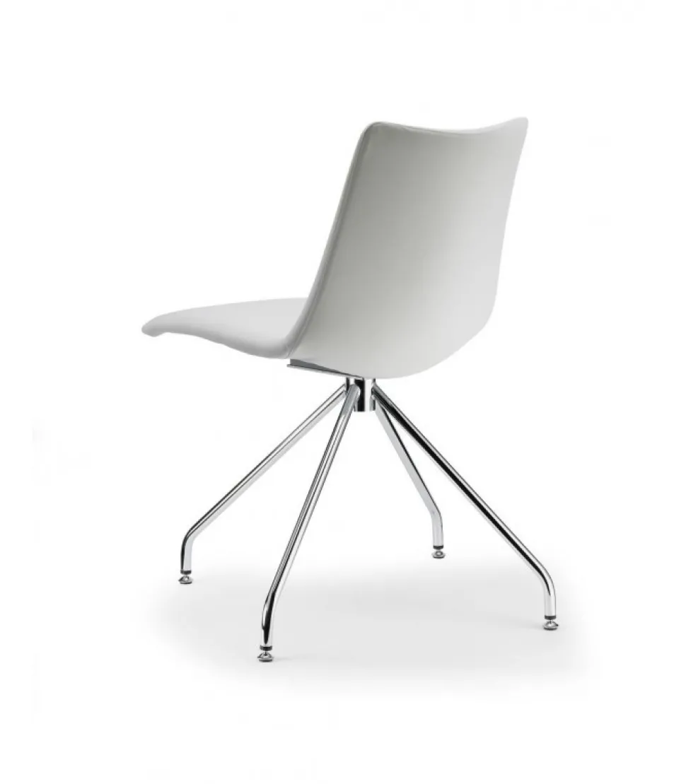 Sedia Zebra Pop Di Scab, Con Scocca Girevole Imbottita E Rivestita, E Gambe In Acciaio Cromato O Verniciato.