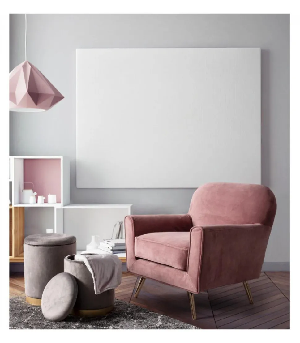 Set2 Pouf Contenitore Polina Grigio Struttura In Mdf E Compensato, Rivestimento In Poliestere