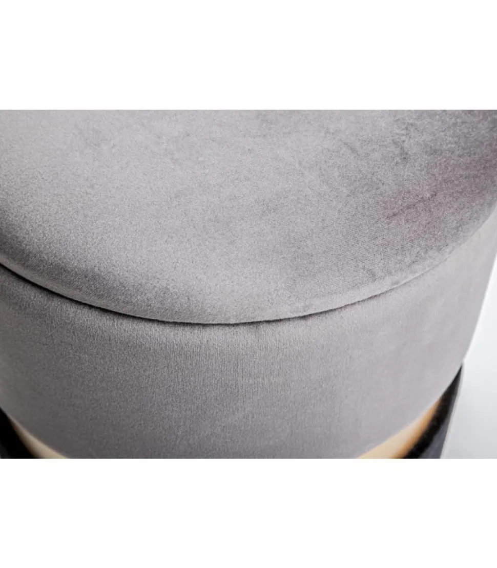 Set2 Pouf Cont.Polina Grigio-Nero Struttura In Mdf E Compensato. Rivestimento In Poliestere