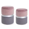Set2 Pouf Cont.Polina Rosa-Grigio Struttura In Mdf E Compensato. Rivestimento In Poliestere