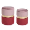 Set2 Pouf Cont.Polina Rosa-Rosso Struttura In Mdf E Compensato. Rivestimento In Poliestere